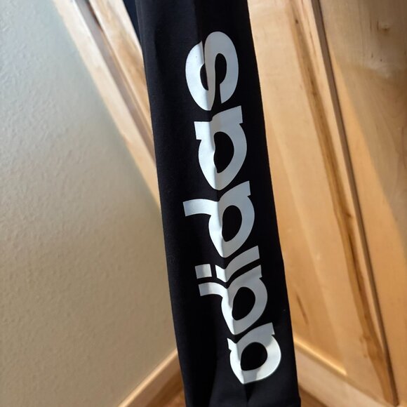NWT Adidas Leggings Tights S Small Black White Logo - Picture 3 of 6